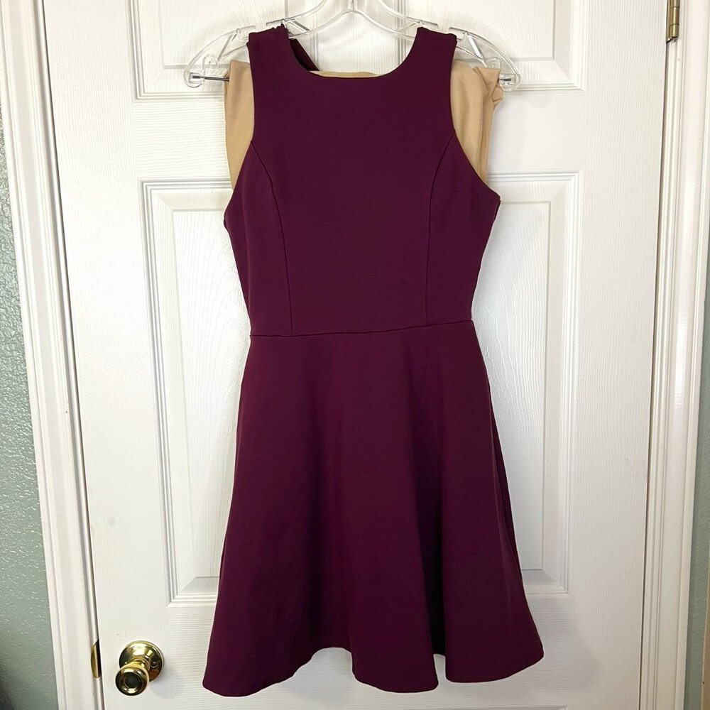 Mi Ami Burgundy Dress, crisscross back, Size M
